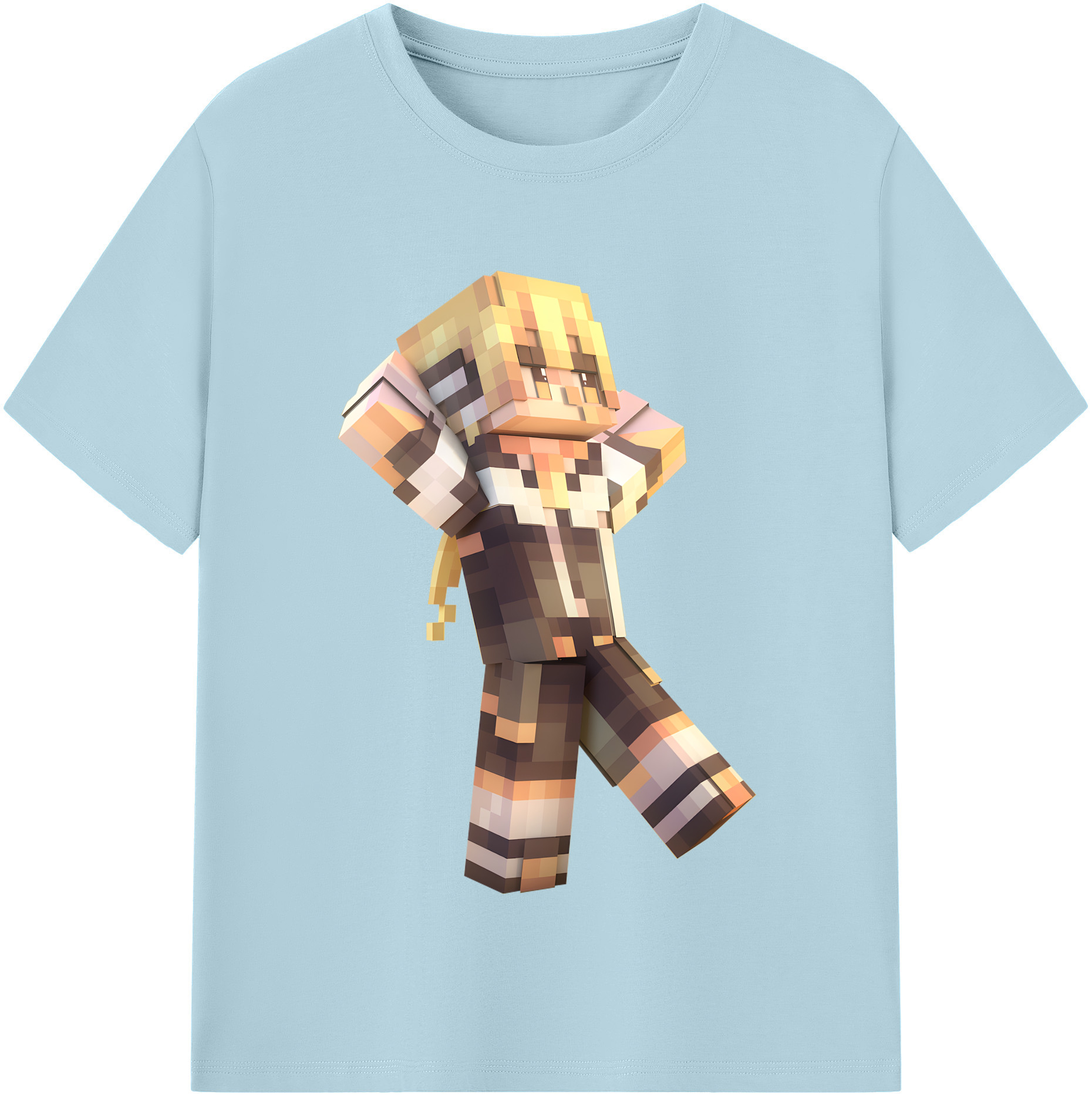 （画像用） マインクラフト ブロックの世界 Minecraft MC Block world 綿100％半袖Tシャツ（フロントプリント）